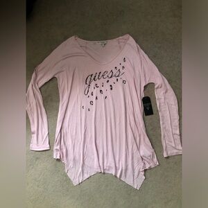 Guess Womens stunic top Medium cheetah bling long sleeve